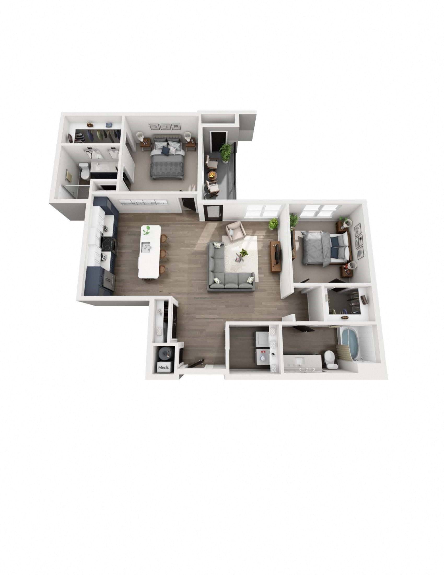 Floor plan layout diagram for 2E